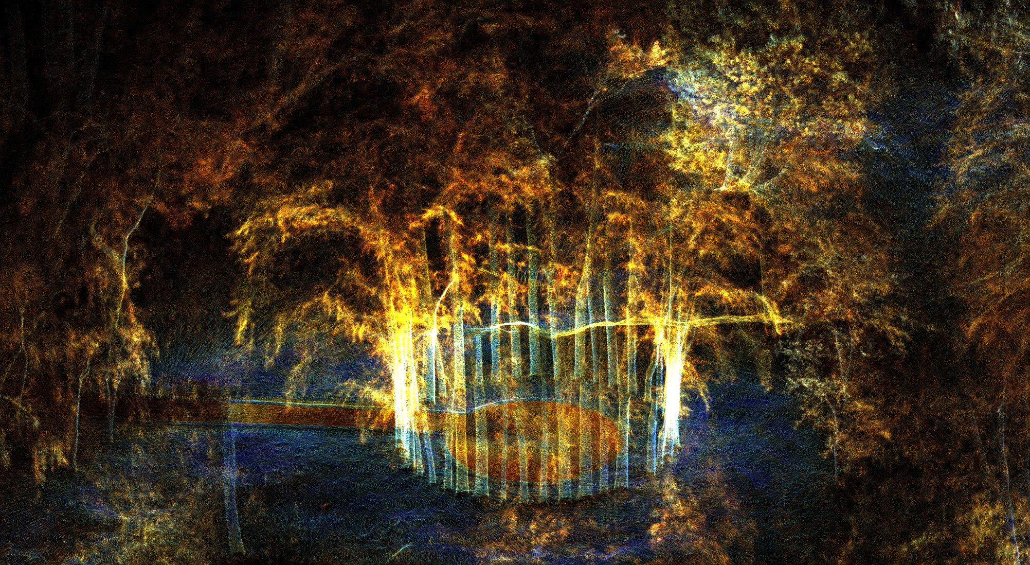 Dense LiDAR point cloud of terrain, vegetation, and structures.