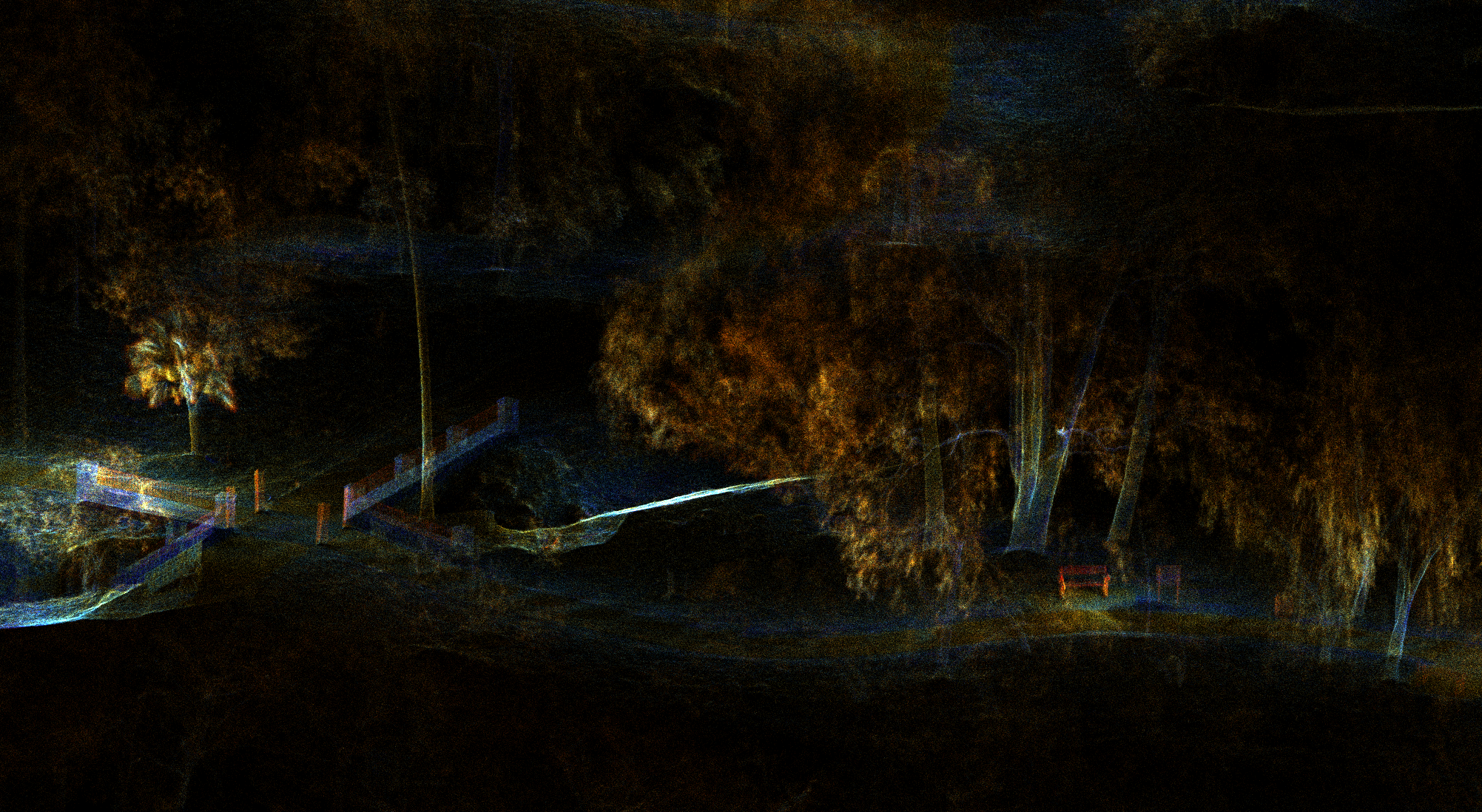 A colorized LiDAR model connecting terrain, vegetation, and built features.