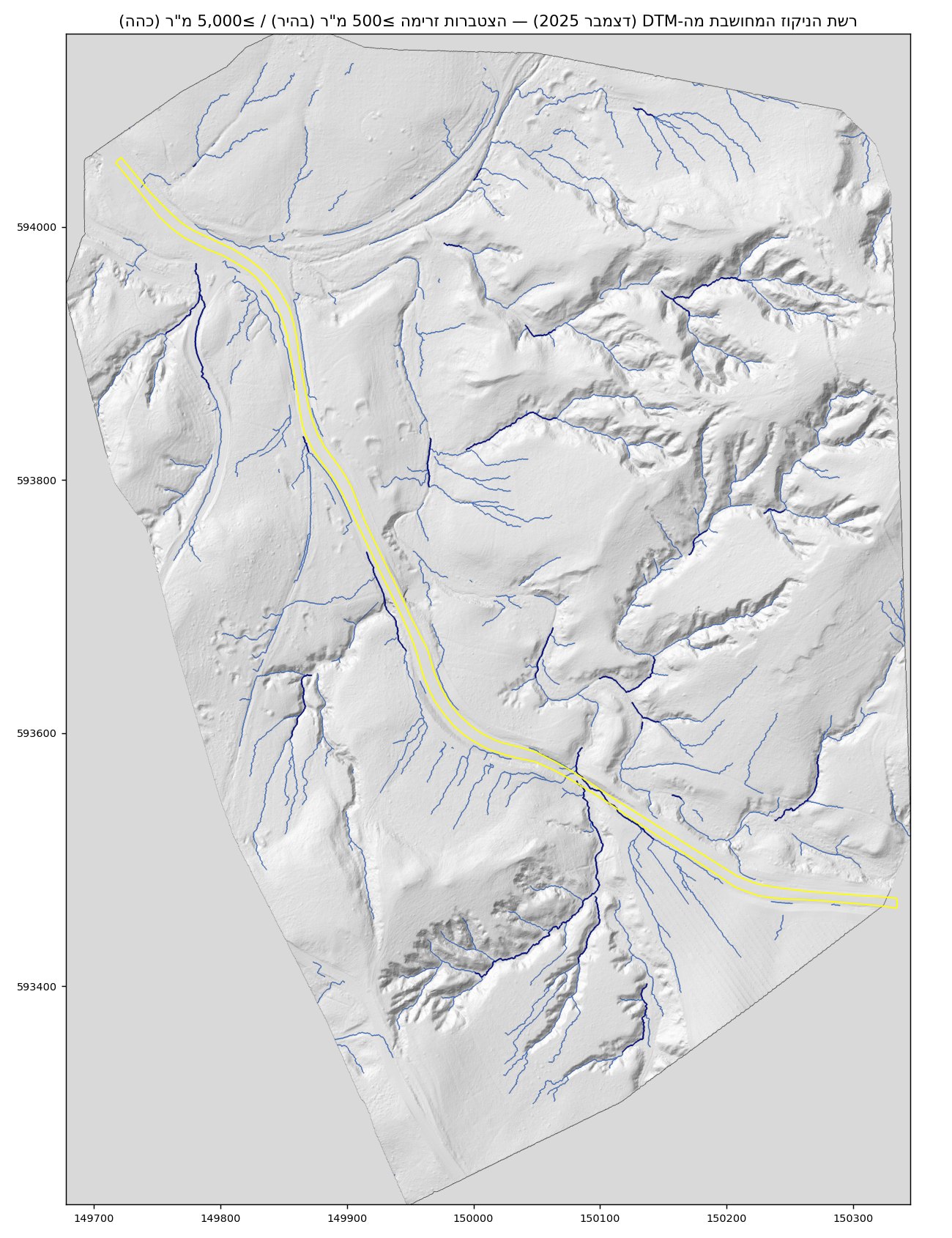 Drainage network map derived from drone LiDAR terrain model, Makhtesh Beeri