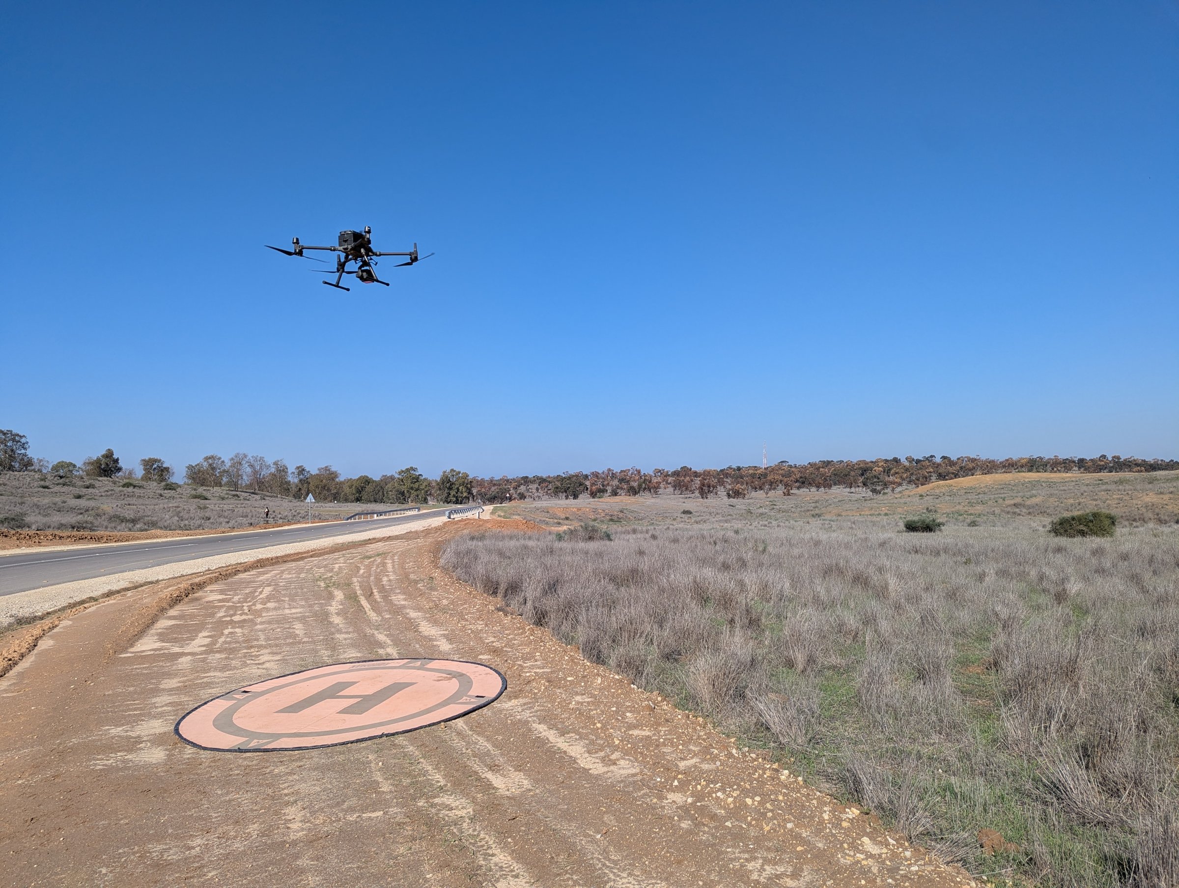 Drone surveying a stream corridor near Kibbutz Beeri