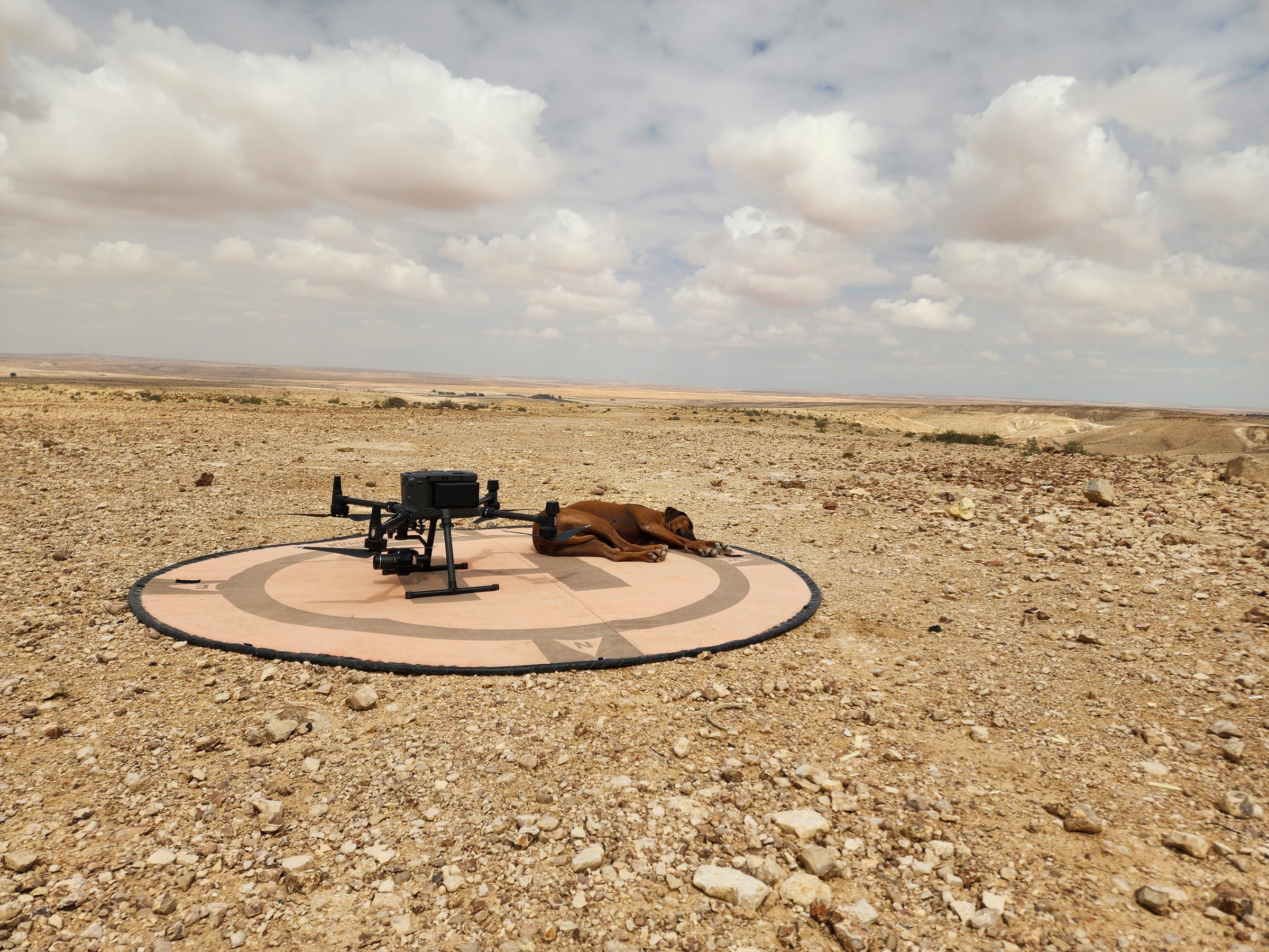 Survey drone on a landing pad in the Negev Highlands