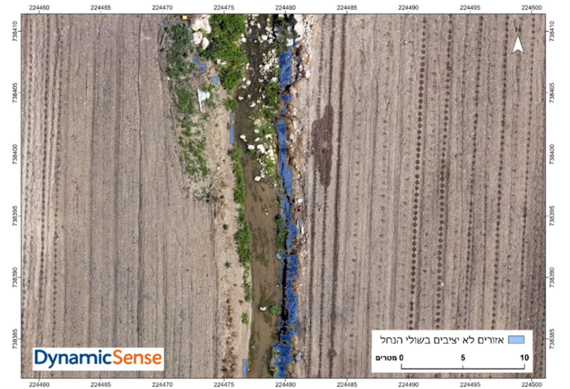 Bank-instability map of Nahal Tzipori from drone LiDAR and classification